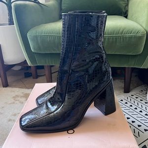 Black Booties | Faux Leather Snakeskin Texture - Great Condition!